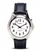 Ladies Analogue Talking Watch With Alarm - Steel Case With Leather Strap